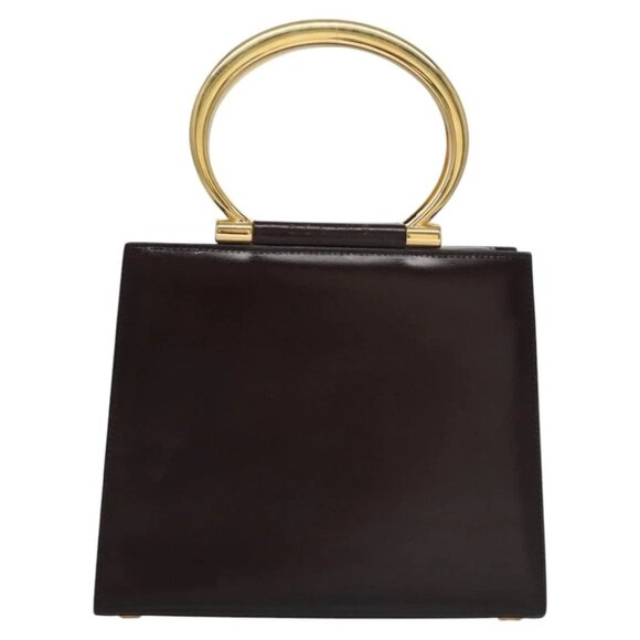 CELINE Hand Bag Leather Brown Gold Auth 115859V - Picture 1 of 16